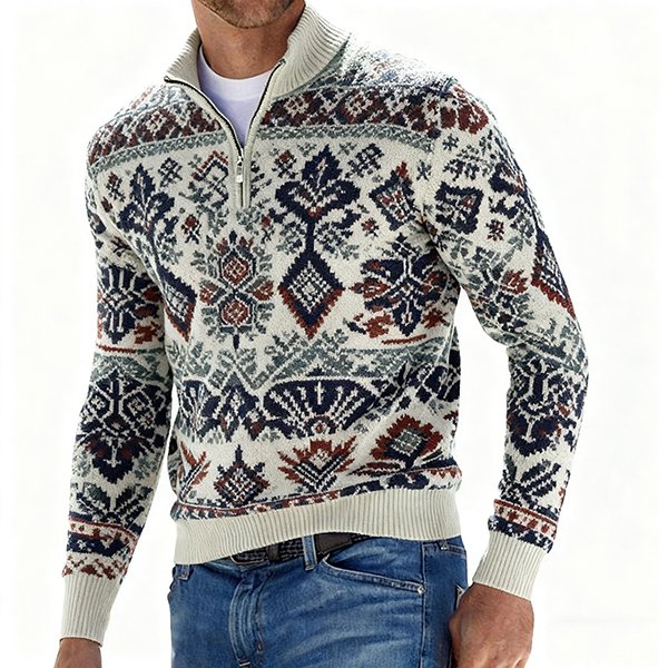 Men's 1/4 Zip Retro Pullover - New Slim-Fit Mock Neck Turtleneck