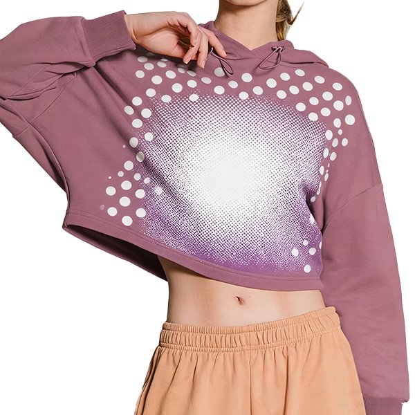 Women's Casual Gym Activewear - Running Long Sleeve Loose Cropped Hoodie