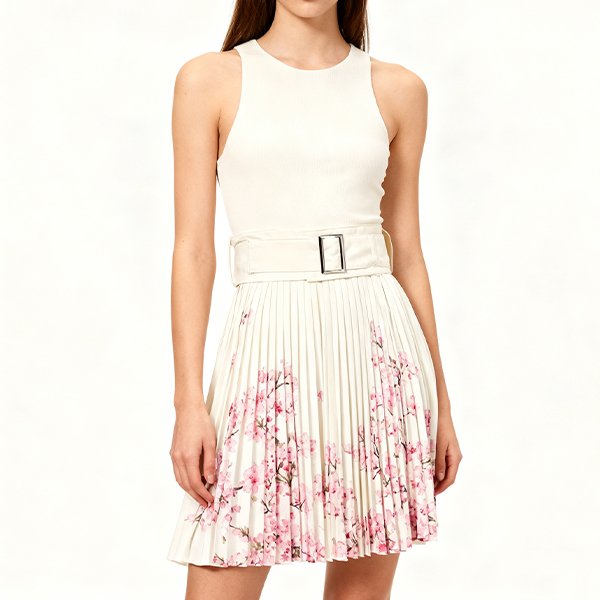 Women's 2025 Fall New European American Style - Wide Belt Patchwork Dress