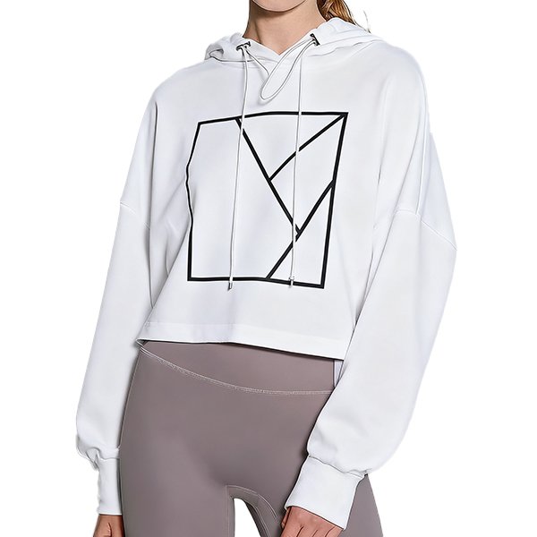 Loose Casual Women's Gym Hoodie - Running Long Sleeve Cropped Activewear