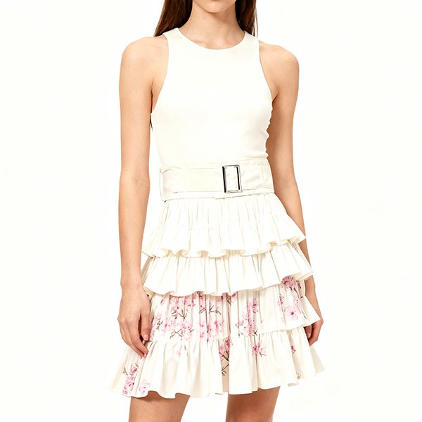 Women's 2025 Fall New Dress - Euro-American Style Wide Belt Patchwork